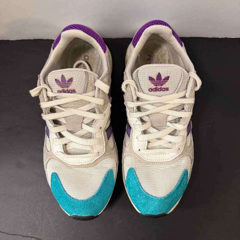 Adidas Tres Run Mens 8 Crystal White Shock Purple Active Teal Boost EH1352 - Picture 9 of 16